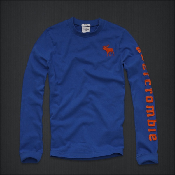Abercrombie Fitch Hombres De Cuello Redondo Largo Remera AF5904